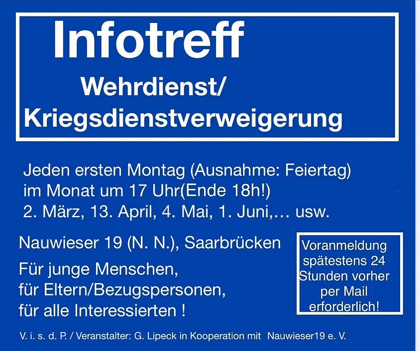 Nächster Termin, Montag, 3.8.26 , bei starker Hitze oder bei Peronalengpass wegen Urlaubsabwesenheit ggf.. alternativ per Videokonferenz,Voranmeldung spätestens 24 Stunden vorher per Mail(saar@dfg-vk.de)erforderlich!