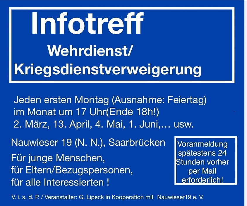 Nächster Termin, Montag, 7.9.26 , bei starker Hitze oder bei Peronalengpass wegen Urlaubsabwesenheit ggf.. alternativ per Videokonferenz,Voranmeldung spätestens 24 Stunden vorher per Mail(saar@dfg-vk.de)erforderlich!