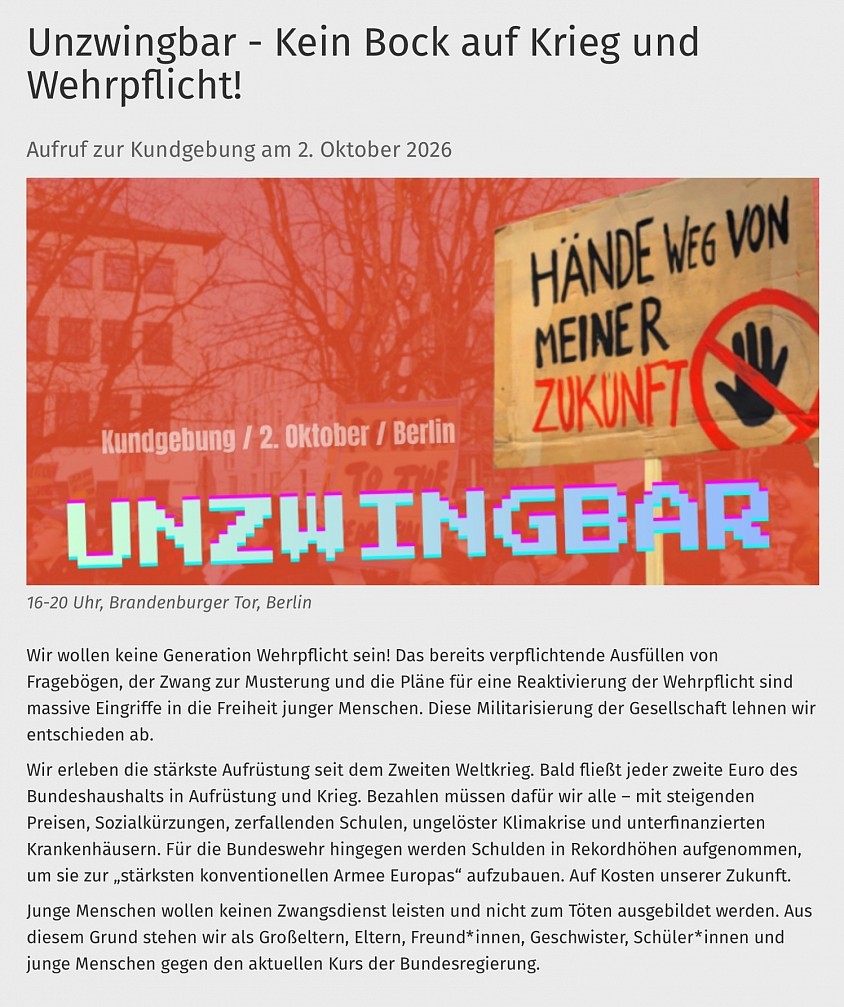 Fortsetzung des Aufrufs s.u.